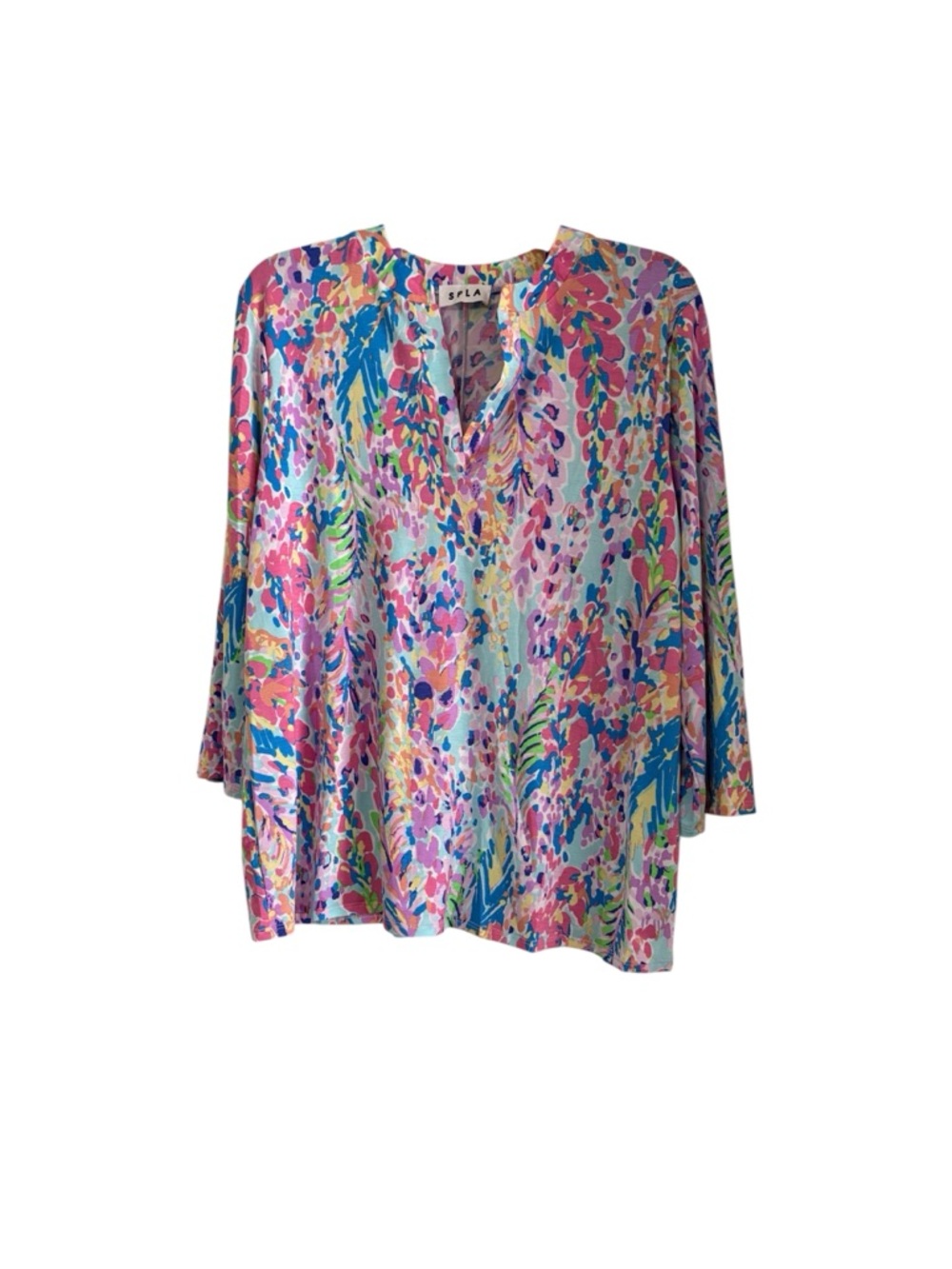 Pink Multi-Color Floral V-Neck Tunic Top
